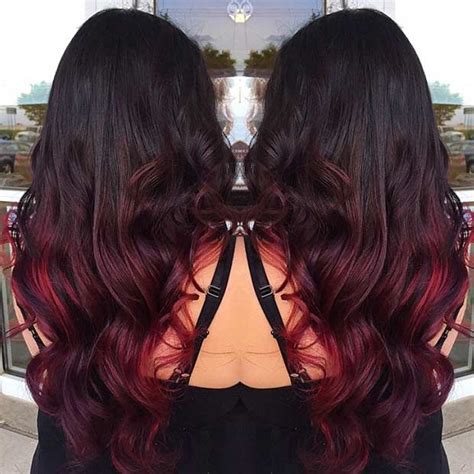 brown to red ombre hair color|red hair with black ends.